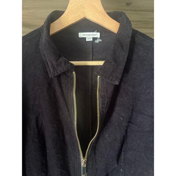 We Wore What 70's Corduroy Jumpsuit Puff Sleeves Gold Zipper in Black Small - Picture 5 of 10